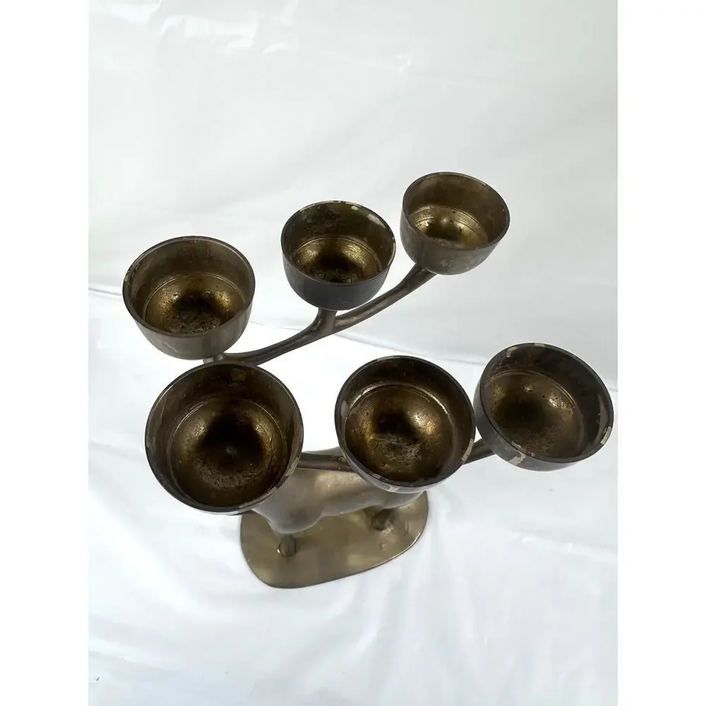 Brass Reindeer Candelabra Candle Christmas Holiday Decor Nostalgia Heavy